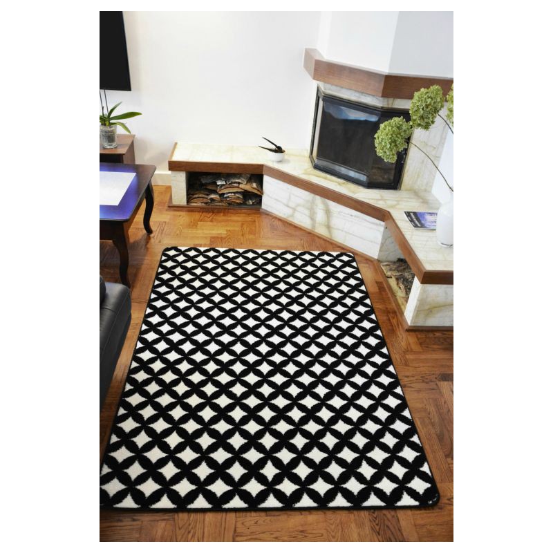 AMAZING THICK MODERN RUGS SKETCH WHITE BLACK F132 STRIPES SIZE BEST-CARPETS 