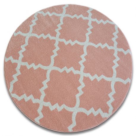 Kulatý koberec SKETCH - F343 růžový /krémový trellis