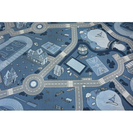 Dětský koberec-krytina STREET protiskluzový, modrý