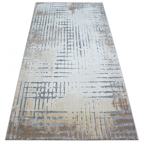 Alfombra moderna REBEC franjas 51166B Geométrico - dos niveles de vellón azul oscuro / crema 