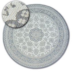 Covor modern REBEC franjuri 51186B Marmură - două niveluri de lână cremă / gri