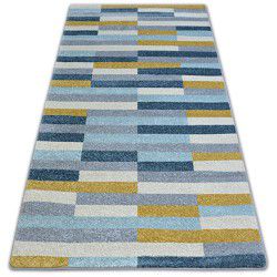 Alfombra moderna COZY 8872 Wall, geométrico, triangulos - Structural dos niveles de vellón gris / azul