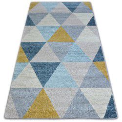 Alfombra moderna COZY 8872 Wall, geométrico, triangulos - Structural dos niveles de vellón azul