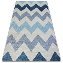 Modern carpet COZY 8874 Timber, wood - structural two levels of fleece grey / blue