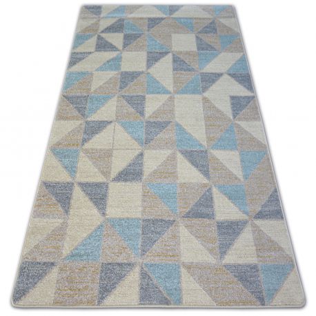 Moderní kulatý koberec COZY 8872 Wall, geometrický,trojúhelníky - Strukturální, dvě úrovně rouna, modrý 