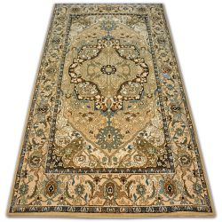 Tapis enfant moderne JOY Crown, couronne pour enfants - structurel deux niveaux de polaire beige / crème