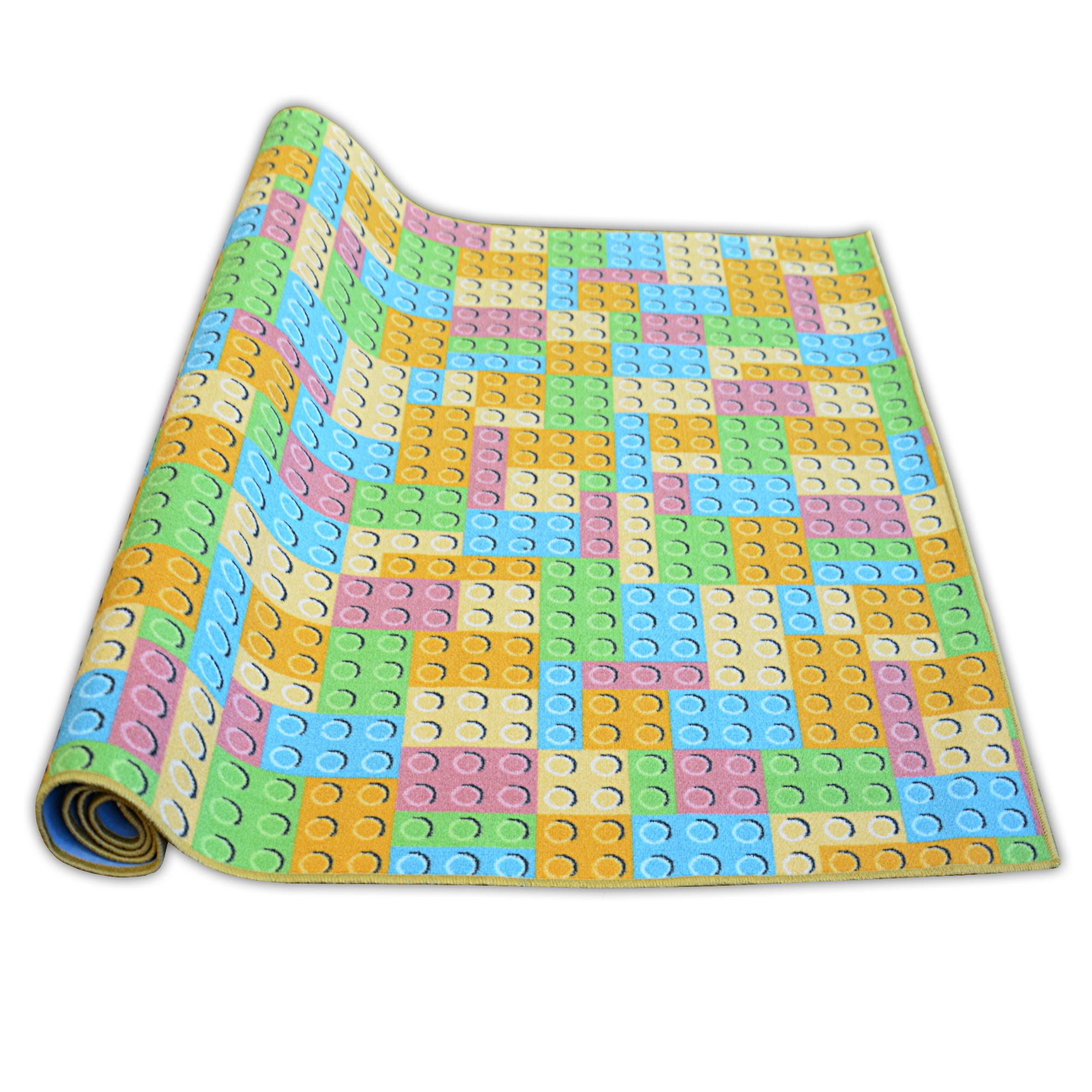 400 cm Block Blöcke gelb blau rosa grün Teppichboden für Kinder LEGO Breite 200 
