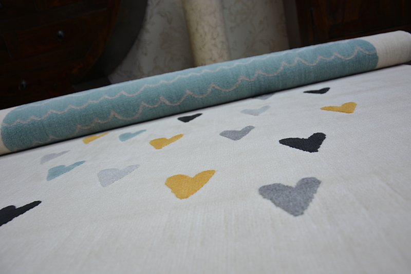 Alfombra PASTEL 18409/062 - Nube Corazones Pajarito crema/turquesa/gris