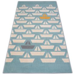 Carpet PASTEL 18411/032 - Sailboats Boats turquoise cream grey gold 