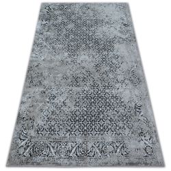 Tapete NOBLE moderno 1512 68 Quadro, grego vintage - Structural dois níveis de lã cinza creme / azul