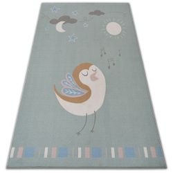 Teppich für Kinder LOKO Vogel grün Antirutsch 