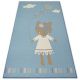 Teppich für Kinder LOKO Maus blau Antirutsch 