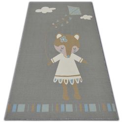 Teppich für Kinder LOKO Maus grau Antirutsch 