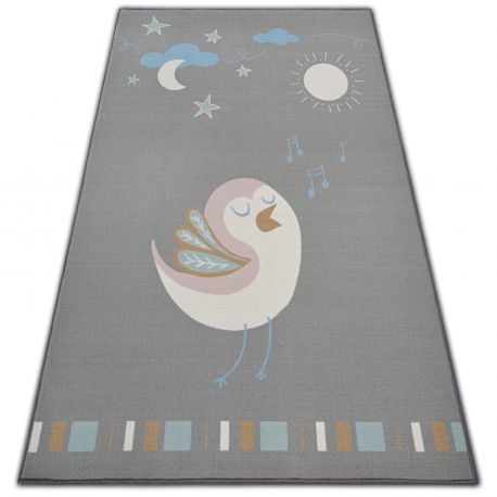 Carpet for kids LOKO Bird grey anti-slip