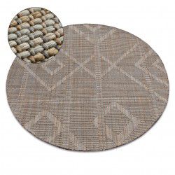 Alfombra de cuerda sisal NATURE G2929 círculo Franjas Boho beige