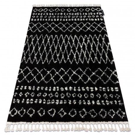 Teppich BERBER ETHNIC G3802 schwarz / weiß Franse berber marokkanisch shaggy zottig