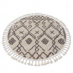 Carpet BERBER TANGER B5940 circle cream / brown Fringe Berber Moroccan shaggy