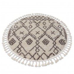 Matta BERBER TANGER B5940 cirkel grädde / brun Fringe Berber marockansk shaggy