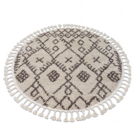 Carpet BERBER TANGER B5940 circle cream / brown Fringe Berber Moroccan shaggy