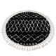 Tapis BERBER ETHNIC G3802 cercle noir et blanc Franges berbère marocain shaggy
