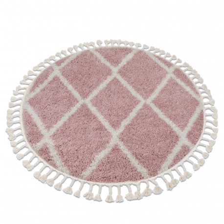 Carpet BERBER TROIK A0010 circle pink / white Fringe Berber Moroccan shaggy