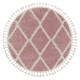 Tapete BERBER TROIK A0010 redondo cor de rosa/branco Franjas berbere marroquino shaggy