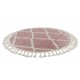 Tapete BERBER TROIK A0010 redondo cor de rosa/branco Franjas berbere marroquino shaggy
