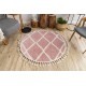 Tapete BERBER TROIK A0010 redondo cor de rosa/branco Franjas berbere marroquino shaggy