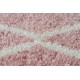 Tapete BERBER TROIK A0010 redondo cor de rosa/branco Franjas berbere marroquino shaggy