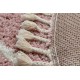 Tapete BERBER TROIK A0010 redondo cor de rosa/branco Franjas berbere marroquino shaggy