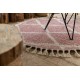Tapete BERBER TROIK A0010 redondo cor de rosa/branco Franjas berbere marroquino shaggy