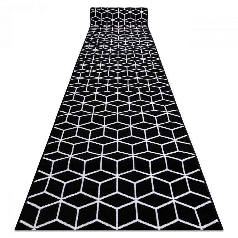 Moderne Bon Marché Tapis D'Entrée Bcf Anna Cube Noir Hexagon Largeur 60-120 CM 