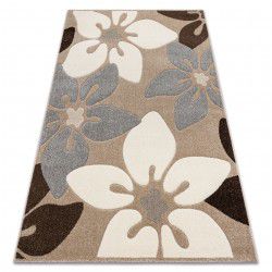 Tapis de couloir ARGENT FLEURS - W4949 blanc / gris