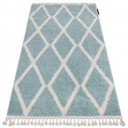 Tapijt BERBER TROIK A0010 blauw / witrand , Barber , marokkaanse shaggy