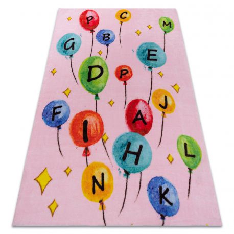 Tæppe PLAY Balloner breve alfabetet G3548-3 lyserød skridsikker