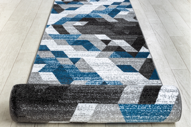 Modern Hall Runner 'INTERO' 3D Triangles grey Width 70-120cm extra long Stairs 