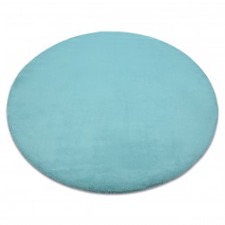 Okrúhly koberec BUNNY aqua modrá, imitácia králičej kožušiny