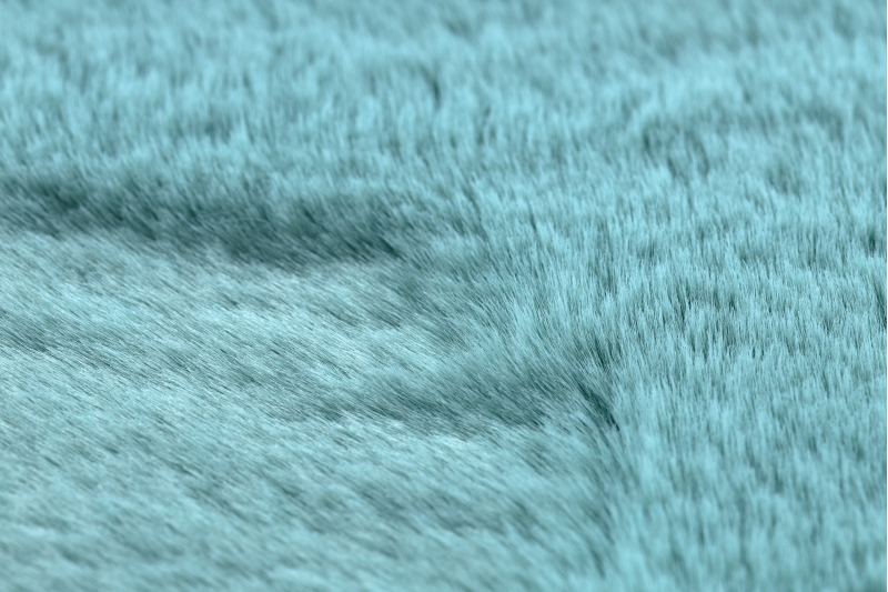 MODERN thick soft in touch Rug 'BUNNY' circle aqua blue Rabbit fur imitation
