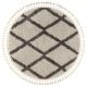 Kulatý koberec BERBER TROIK, krémový - střapce, Maroko, Shaggy
