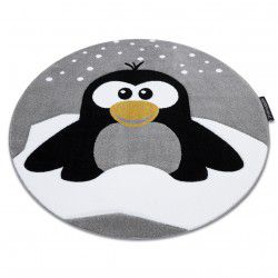 Килим PETIT PENGUIN пингвин сняг кръг сиво
