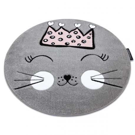 Carpet PETIT CAT CROWN circle grey