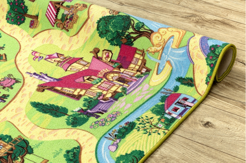CHILDREN'S CARPET "CANDY TOWN" Streets green Kids Play Area Bedroom Rug ANY SIZE 