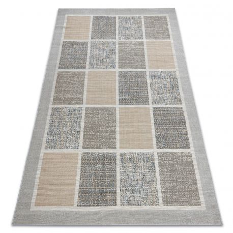 Tapete de lã KESHAN franjas, Quadro oriental 7683/53544 bege / azul