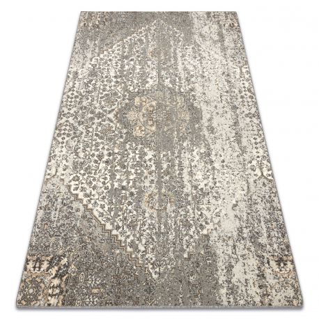 Tapete moderno CORE A004 Moldura, sombreado - estrutural, dois níveis, marfim / cinzento / azul