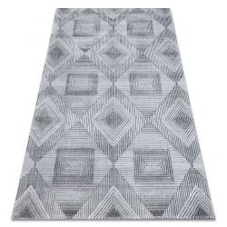 Tæppe Strukturelle SIERRA G5011 Fladt vævet, to niveauer af fleece grå / sort - geometrisk, rhomber