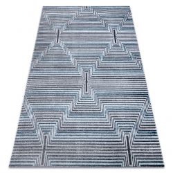 Preproga Strukturni SIERRA G5018 Ploščato tkano, dve ravni flisa modra - trakovi, rombi