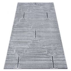 Preproga Strukturni SIERRA G5018 Ploščato tkano, dve ravni flisa siva - trakovi, rombi