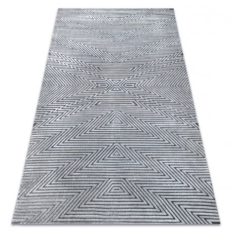 Preproga Strukturni SIERRA G5013 Ploščato tkano, dve ravni flisa siva - cikcak, etnični
