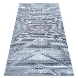 Matto Rakenteellinen SIERRA G5013 Litteä kudottu, kaksi fleece-tasoa sininen - zigzag, etninen