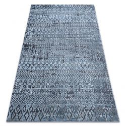 Preproga Strukturni SIERRA G6042 Ploščato tkano, dve ravni flisa modra - geometrijski, etnični